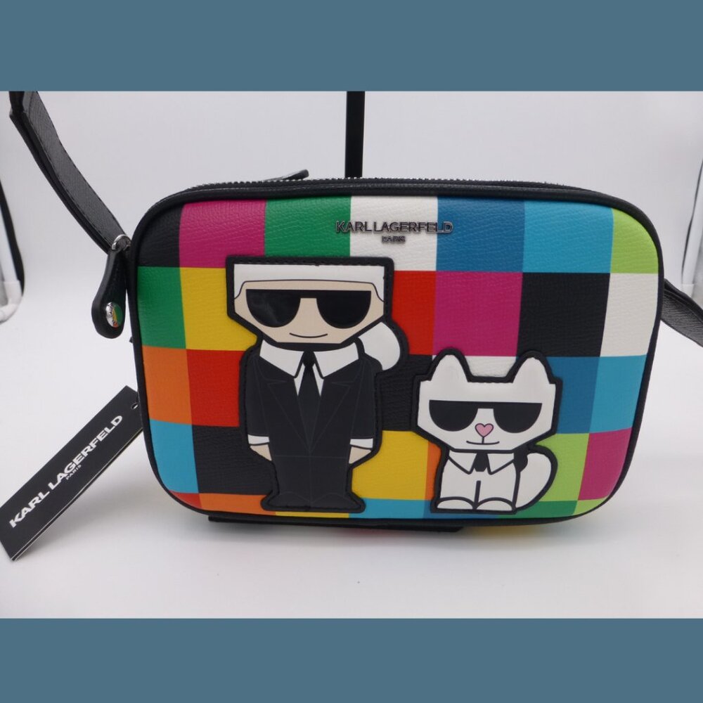 NWT Karl Lagerfeld Maybelle Crossbody in Multi Color Bright w/ Detachable Coin - Picture 3 of 16